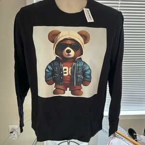 Old Navy Black Long Sleeve Tee with Bear Graphic